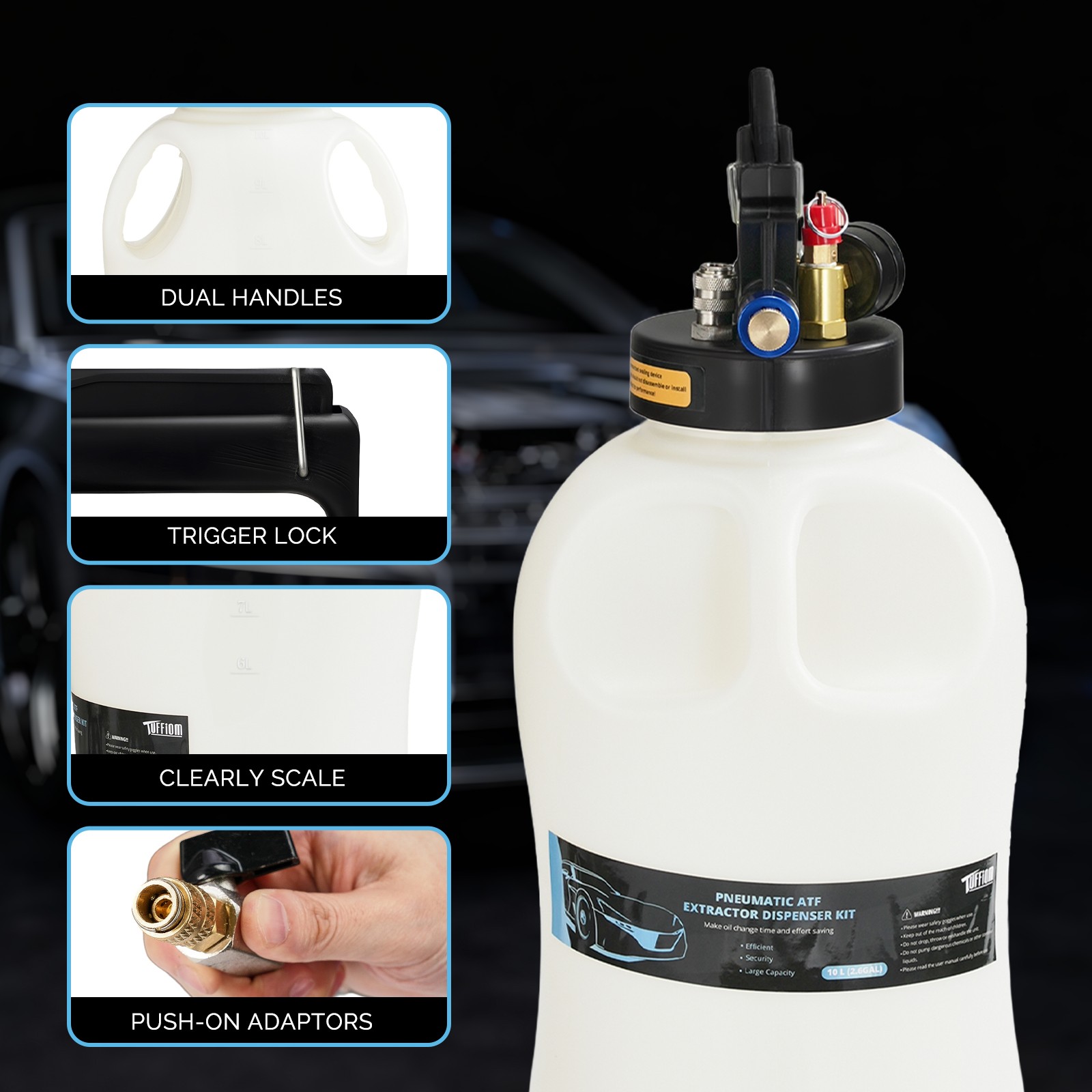 10L Transmission Fluid Transfer Pump 15 ATF Adapter Filler System Kit Black