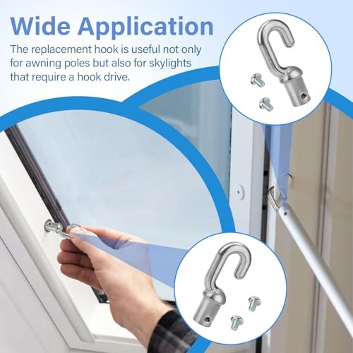 Hook Drive Replacement Hook with Screws for Skylight and Awning Poles, Window