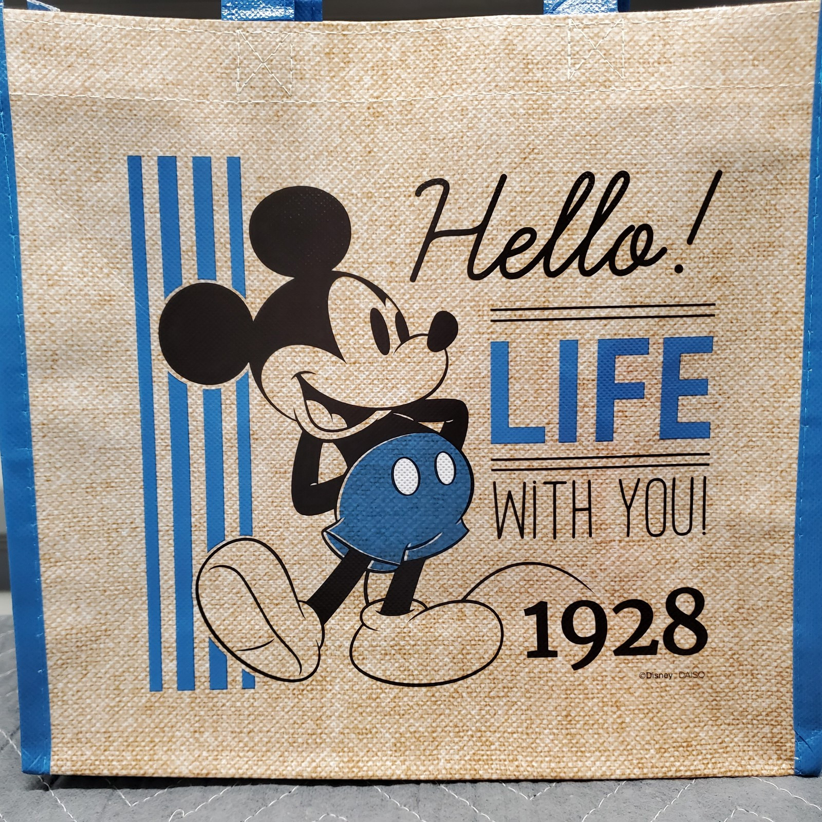 Disney Mickey 1928 Reusable Grocery Shopping Tote Bag SMALL 11x11x4" Cool Blue