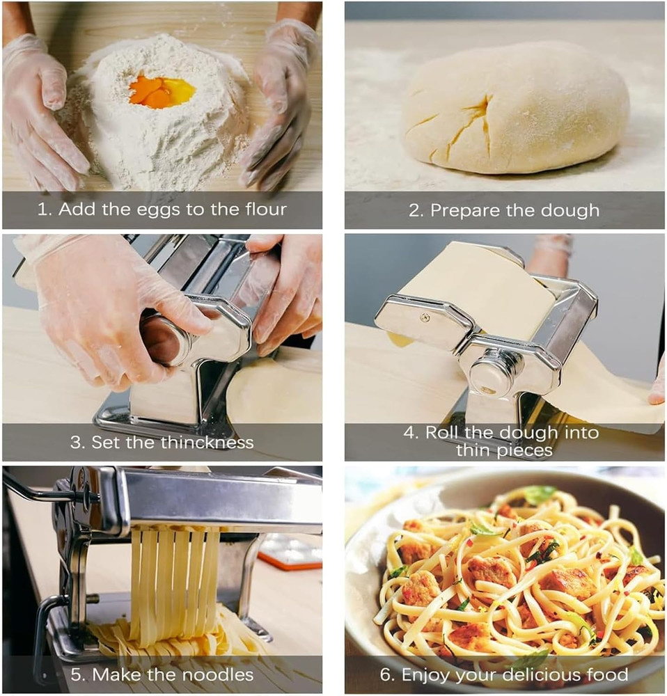 Pasta Maker Machine with 9 Adjustable Thickness Settings, 2 in 1 Noodle Maker In