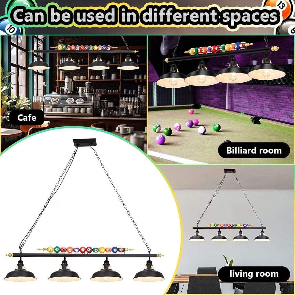 Adjustable Pool Table Lights for 7'-8' Billiard Light Hanging Pool Table Fixture