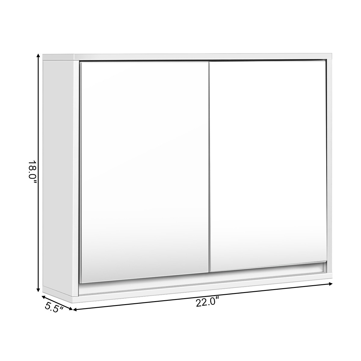 Wall Mounted Bathroom Storage Cabinet Organizer Shelves with Double Mirror Door