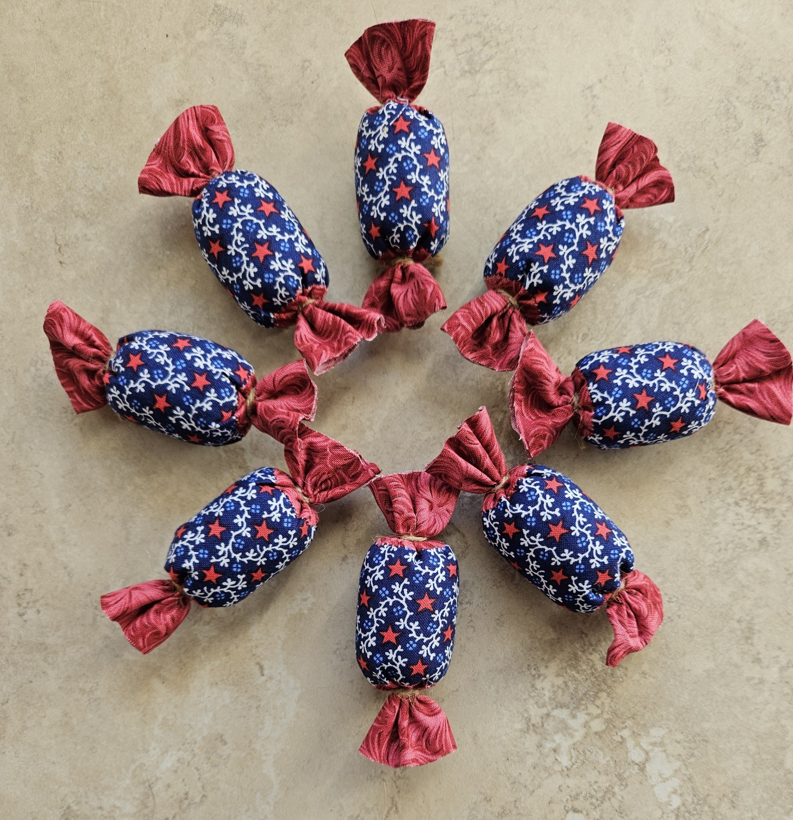 Bowl Filler Americana Patriotic Ornie Fabric 8 Pcs Candy Tier Tray Fabric Decor