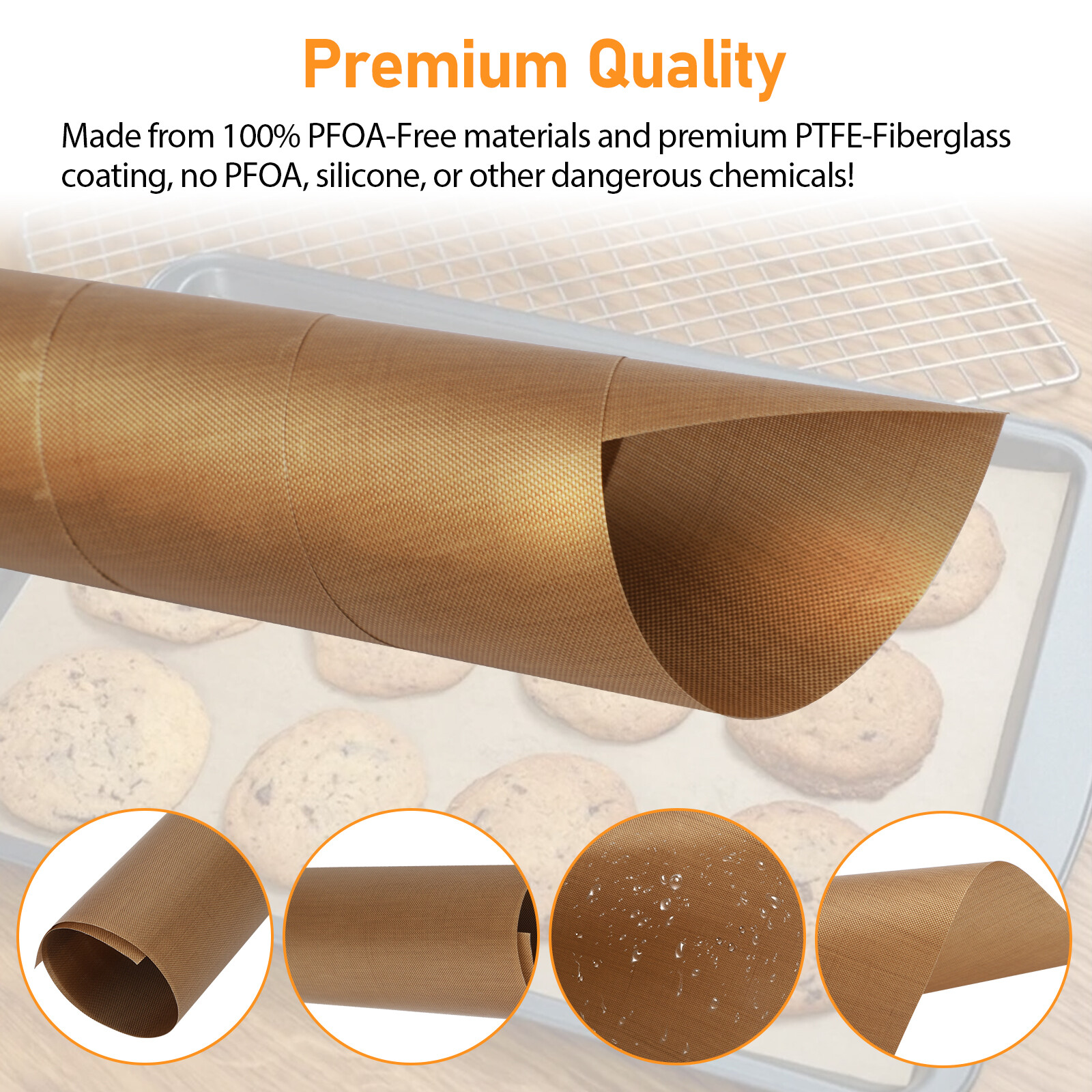 5Pcs BBQ Copper Grill Mats Outdoor Barbecue Cooking Baking Non Stick Reusable