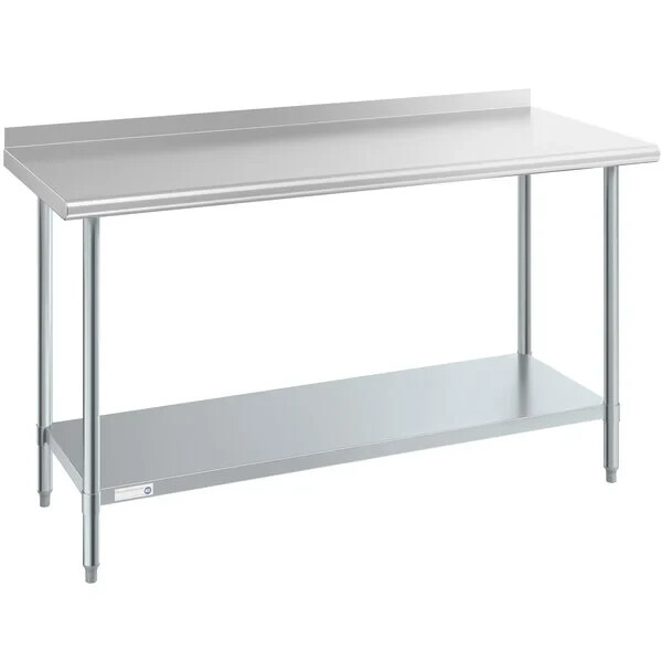 Stainless Steel 60" x 24" NSF Kitchen Restaurant Work Prep Table with Backsplash