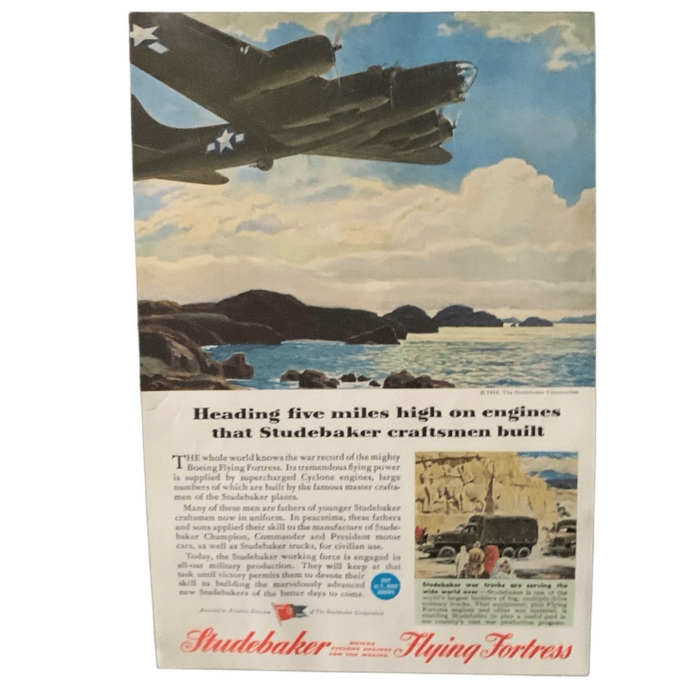 Vintage 1943 Studebaker Flying Fortress Ad Advertisement