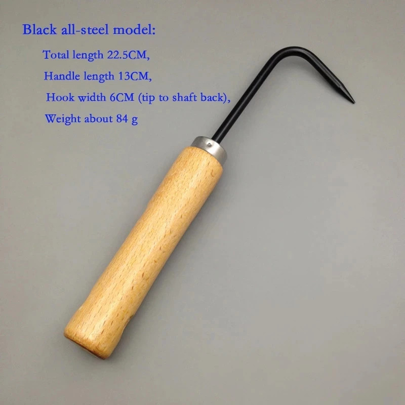 Single Claw Root Hook with Wooden Handle Root Extractor Weeding Hook Bonsai Hook