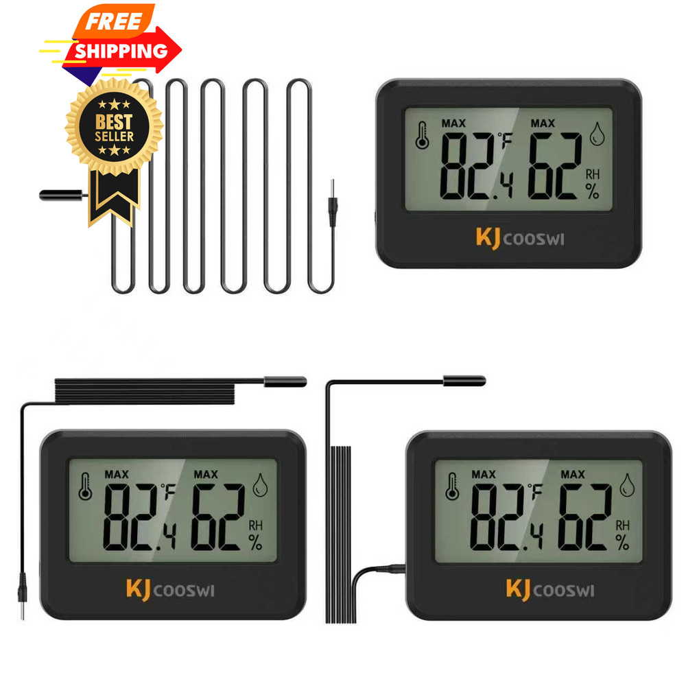 3PCS Mini Digital Hygrometer and Thermometer Reptile with Black