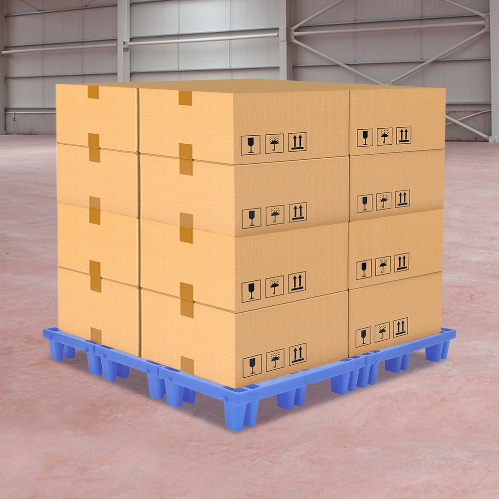 6-Pack Plastic Pallets 20x12x4in, 330lb Capacity Moisture Proof Stackable Pads