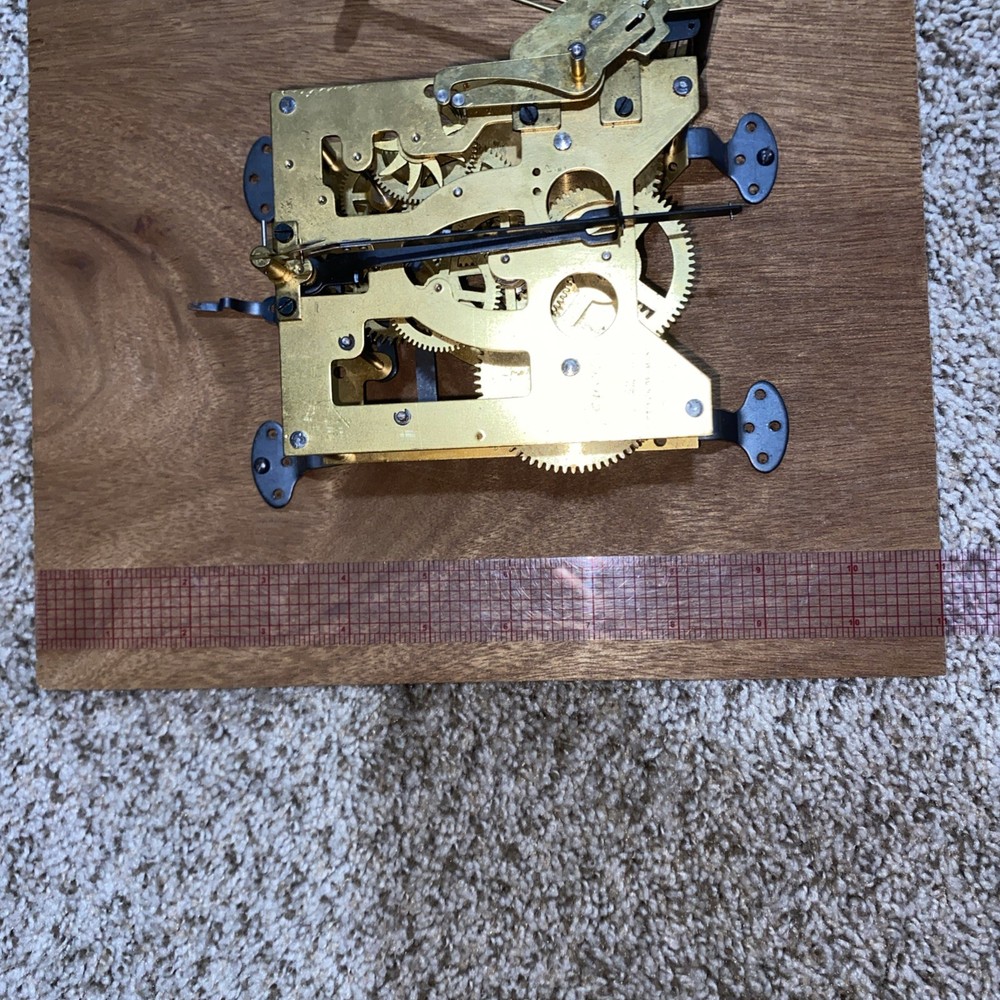 Jouch PL42 1973 Clock Chime Movement W/ Pendulum, Mount, Clock Hands, Wind WORKS