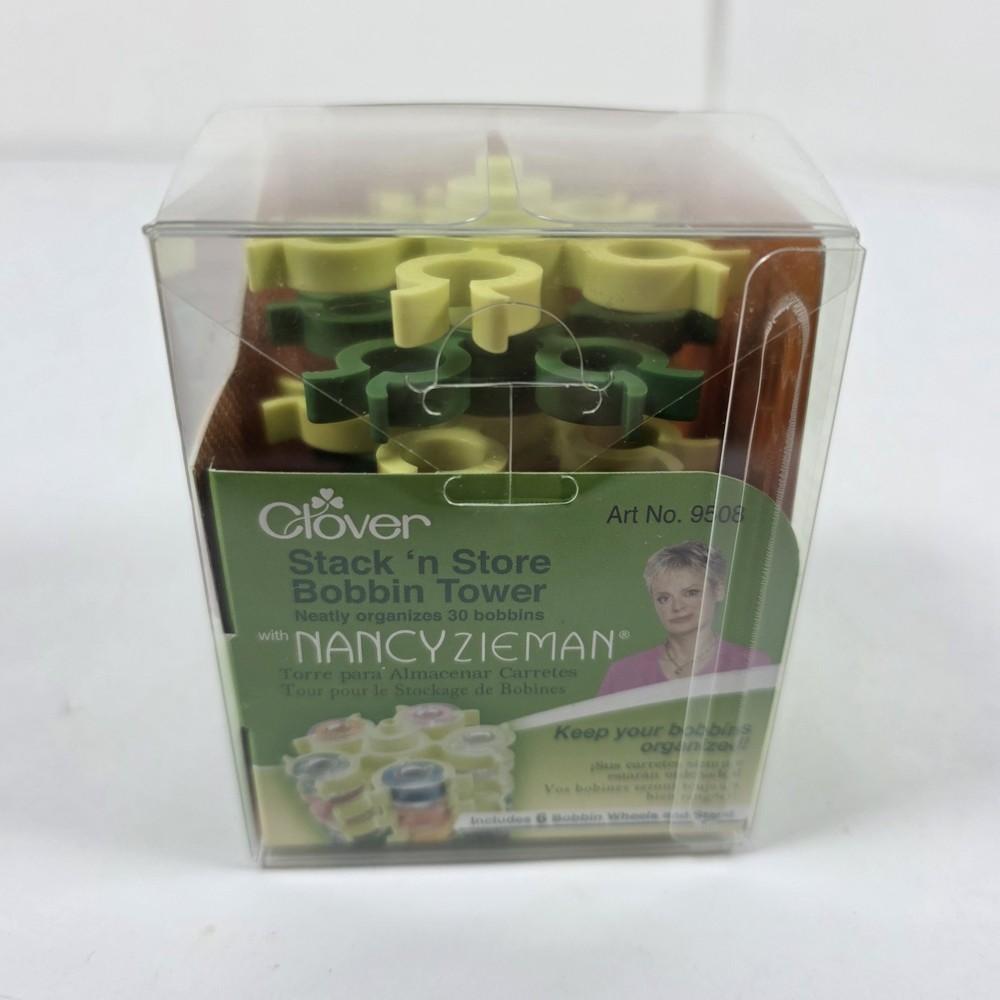 Clover Stack 'n Store Bobbin Tower W/Nancy Zieman-3.5"X3.75" NWT