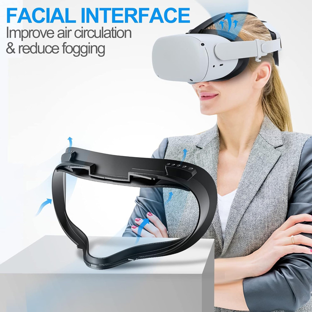 Facial Interface & Face Cover Pad for Oculus Quest 2, Sweat-Proof PU Foam Cus...