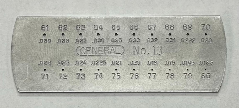 GENERAL TOOL #13 DRILL GAGE SIZES 61-80