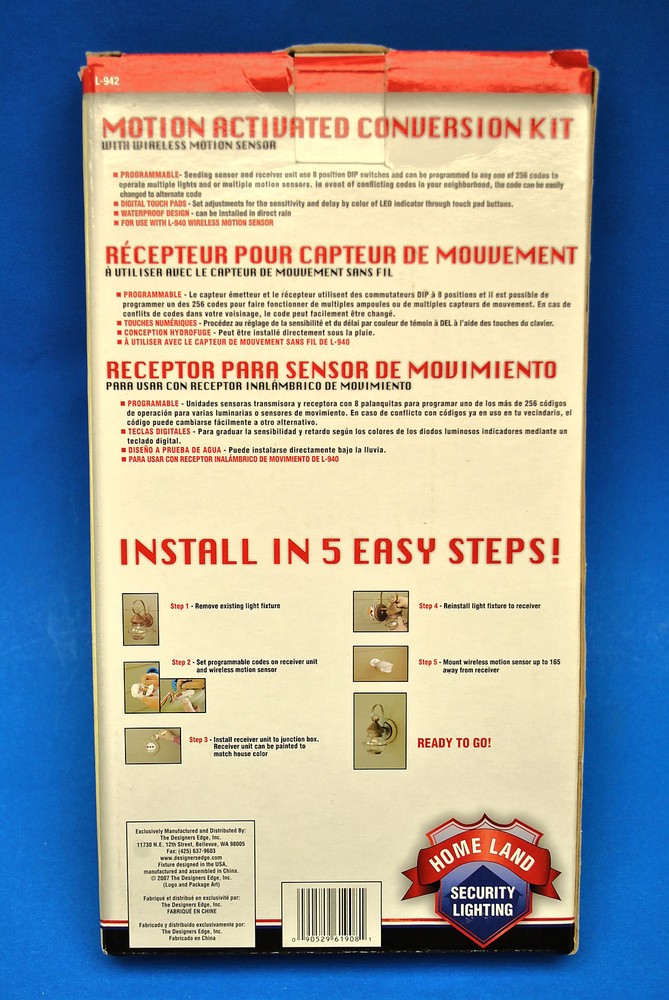 L-942 Motion Activated Conversion Kit, With Wireless Motion Sensor Receiver