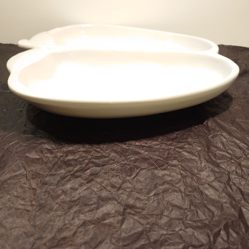 Vintage 12" x 12” White Ceramic Apple Shaped Divided Dish Serving Platter EUC