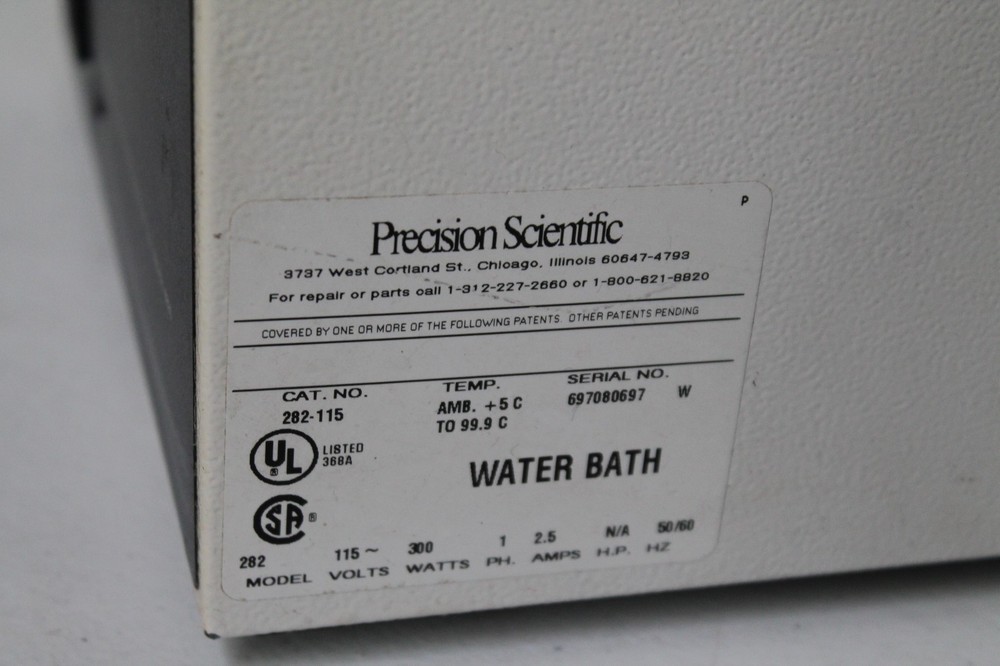 Precision Water Bath Scientific 282-115 Micro Processor Controlled 280 Series
