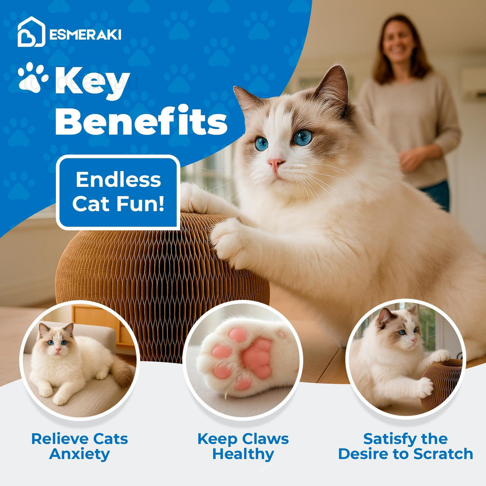 Flexible Cat Scratcher Bundle with Built-In Ball Track - Interactive Brown