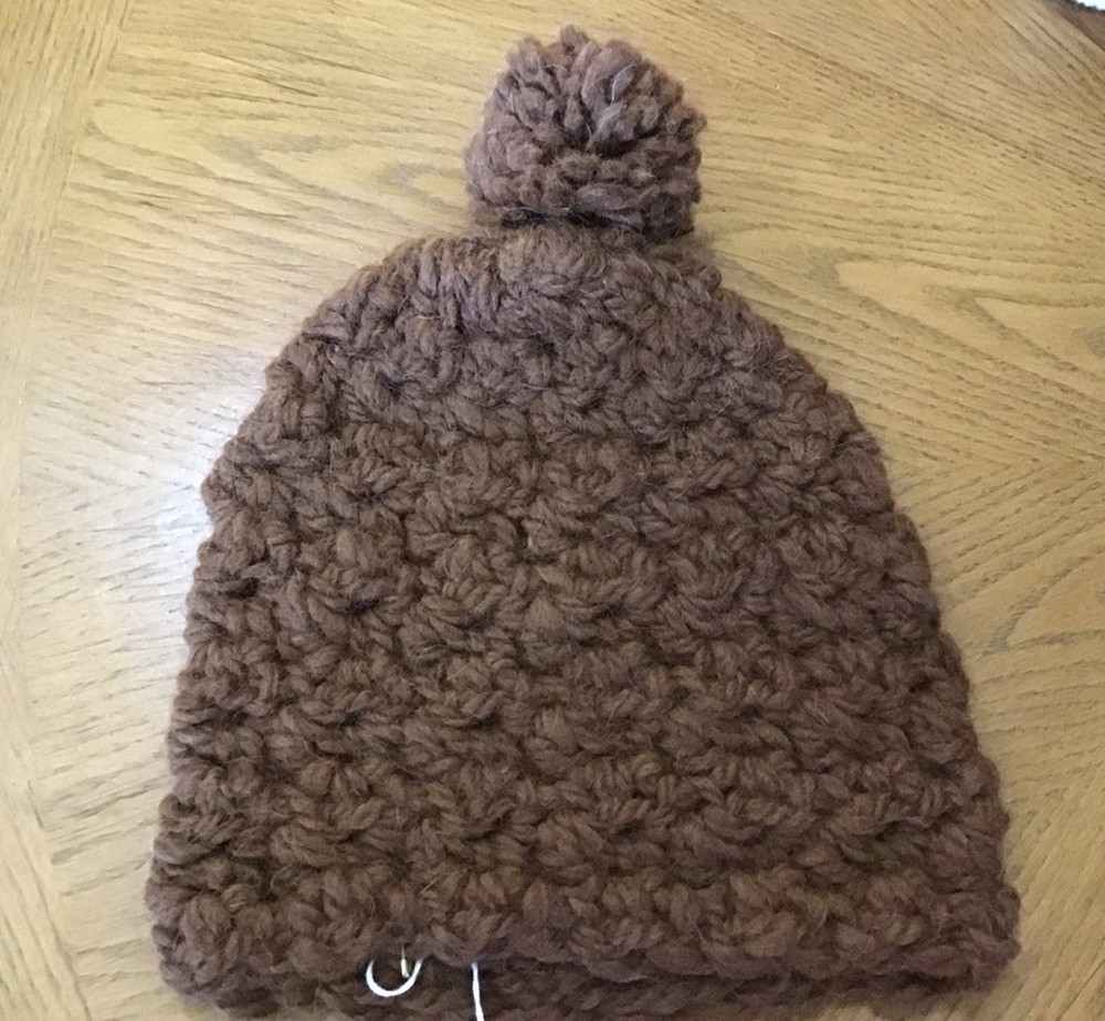 Alpaca Brown Crocheted Handmade Tasseled Hat