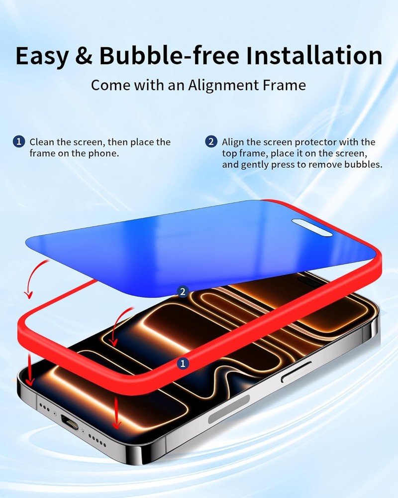 2 Pack Privacy Screen Protector for iPhone 17 Pro For iphone 17 Max Blue