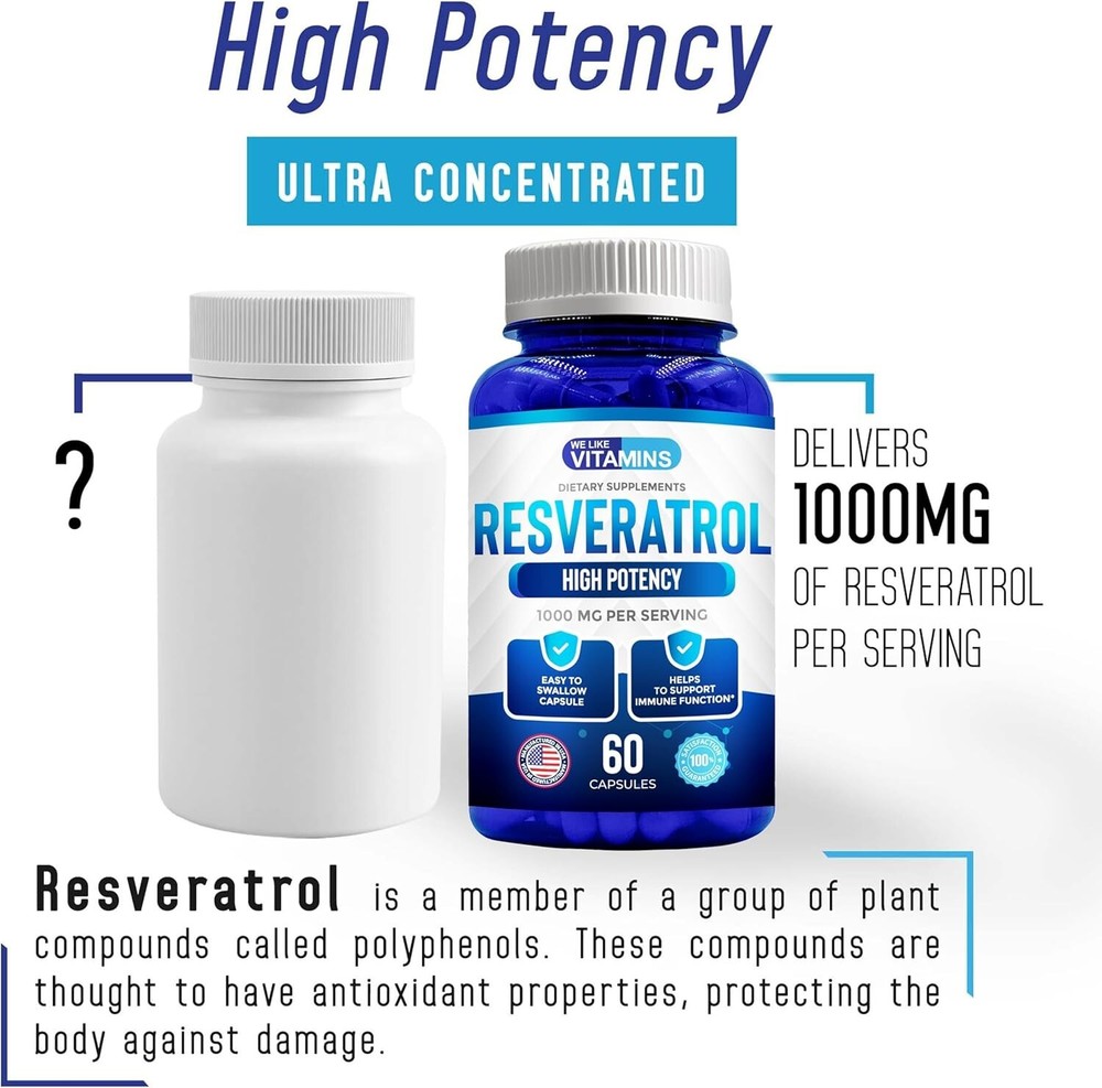 Resveratrol 1000mg 60 Count