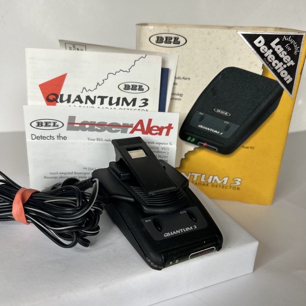 BEL QUANTUM 3 Band Radar Detector Model 922 Complete With Box! Tested