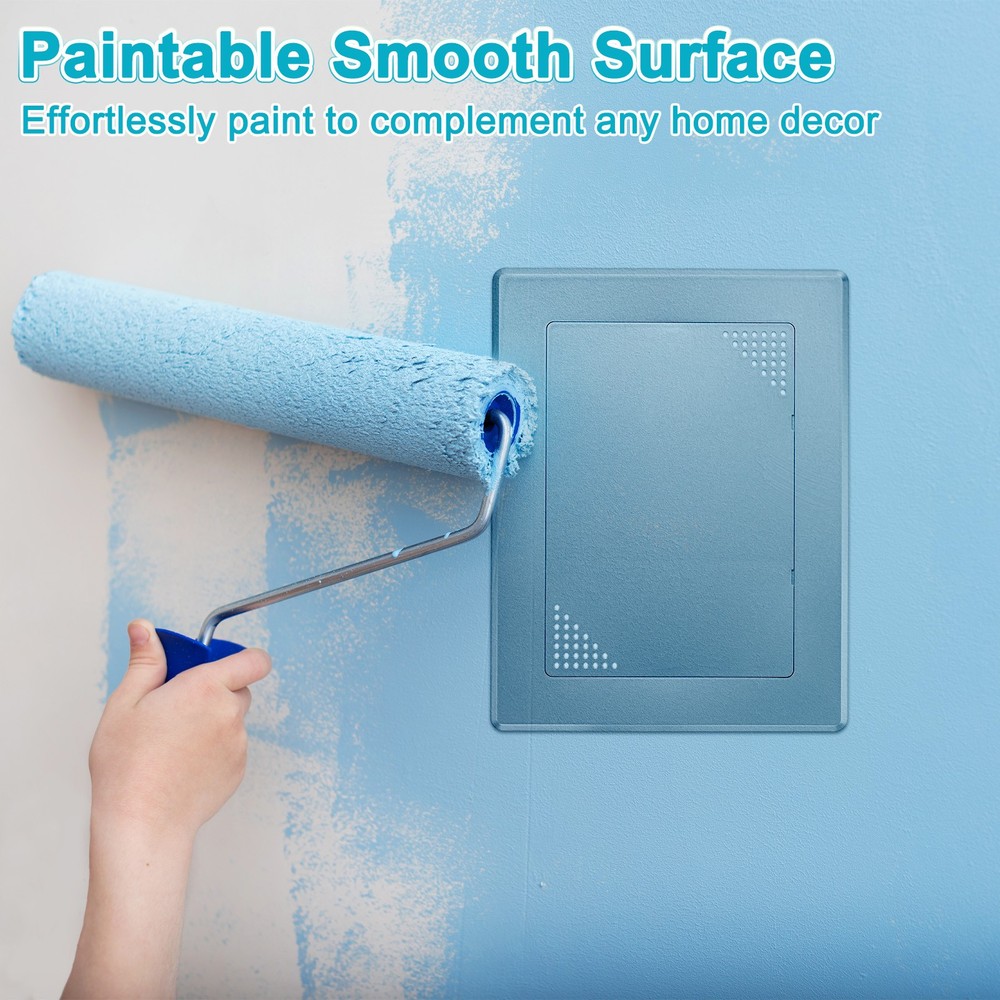 2-Pack Access Panel for Drywall, 7x5" Plastic [Silver Tone, Vented Rectangle]