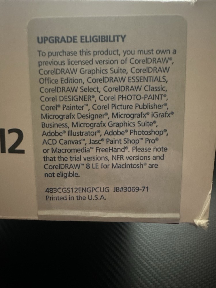 Corel CorelDRAW Graphics Suite 12 Upgrade CD for Windows 2000 XP