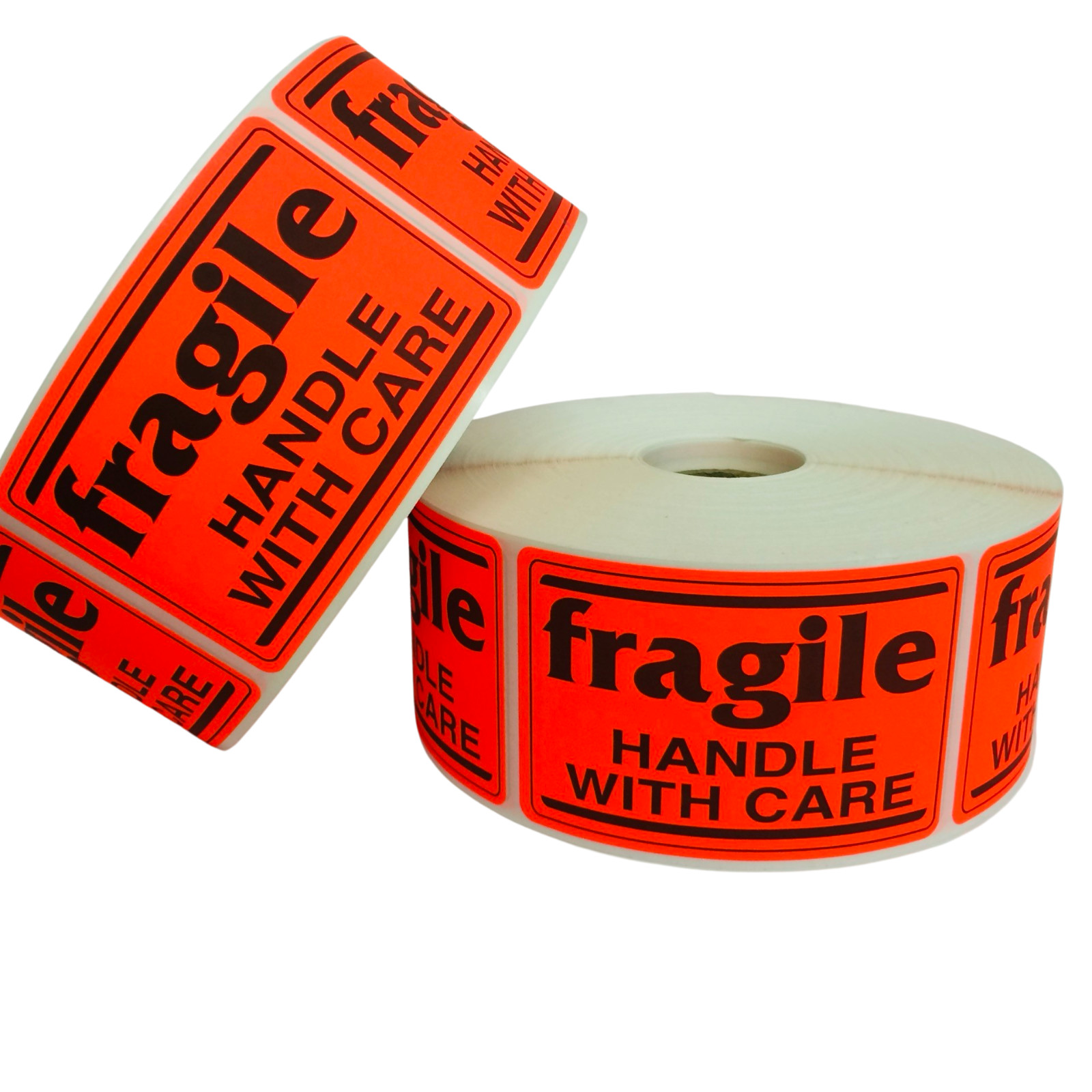 2x3, fragile/HANDLE WITH CARE, Br/Red 500 labels per roll, 1-40 RLS
