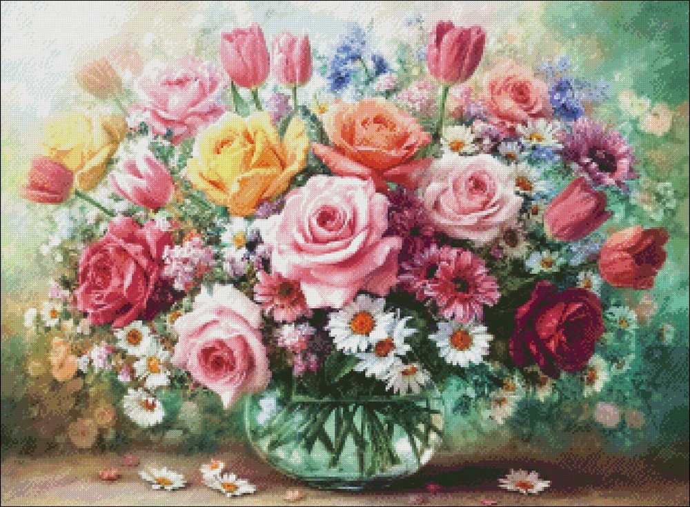 A Large Bouquet - DIY Chart Counted Cross Stitch Patterns Needlework DMC Color