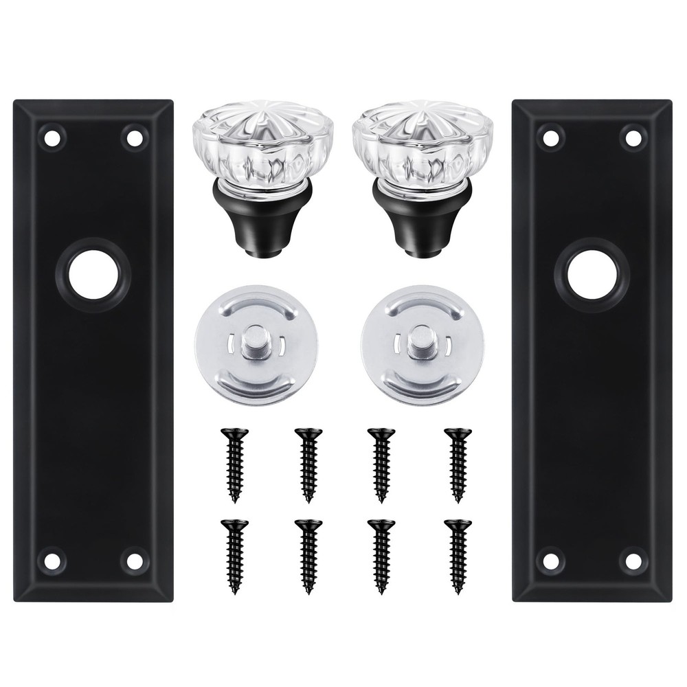 2 Pack Vintage Matte Black Single Sided Crystal Dummy Door Knobs Interior, An...