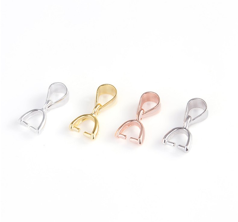 925 Sterling Silver Pinch Clip Bail Clasp Charm Pendant Connector DIY Finding