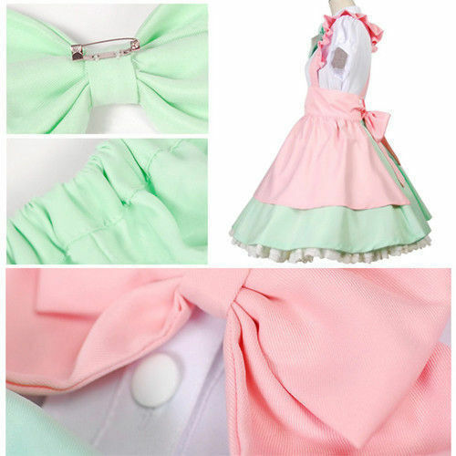 Anime Cute Maid Outfit Lace Trim Apron Lolita Dress Uniform Costume Cosplay Set
