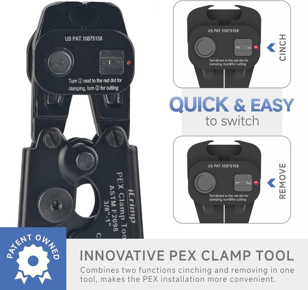 Durable PEX Cinch Tool with Ratchet Function & 30 Clamps for Seamless Plumbing