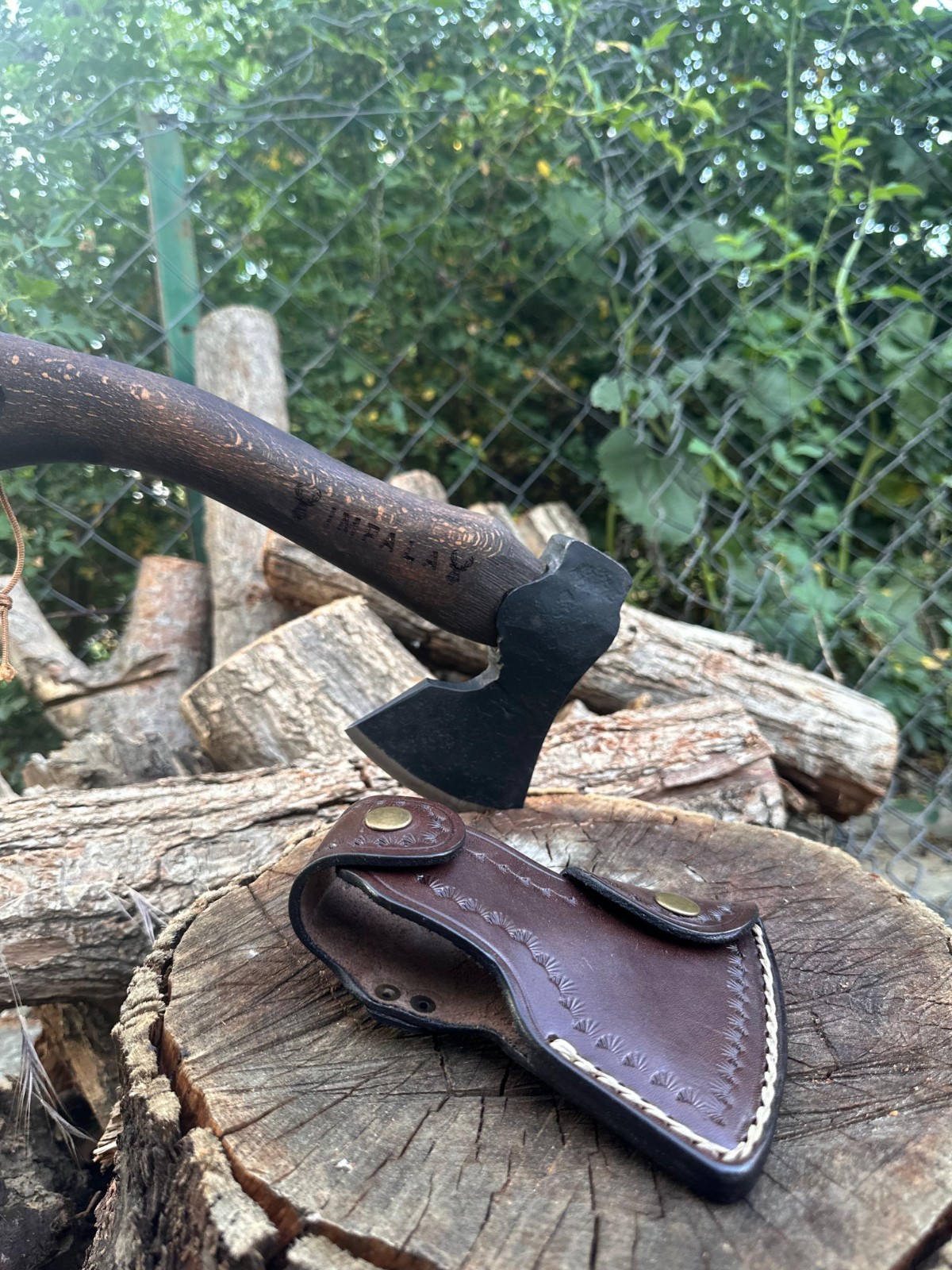 Small Forest Axe with Leather Sheath, Forged Hatchet, HandForged Outdoor Tool