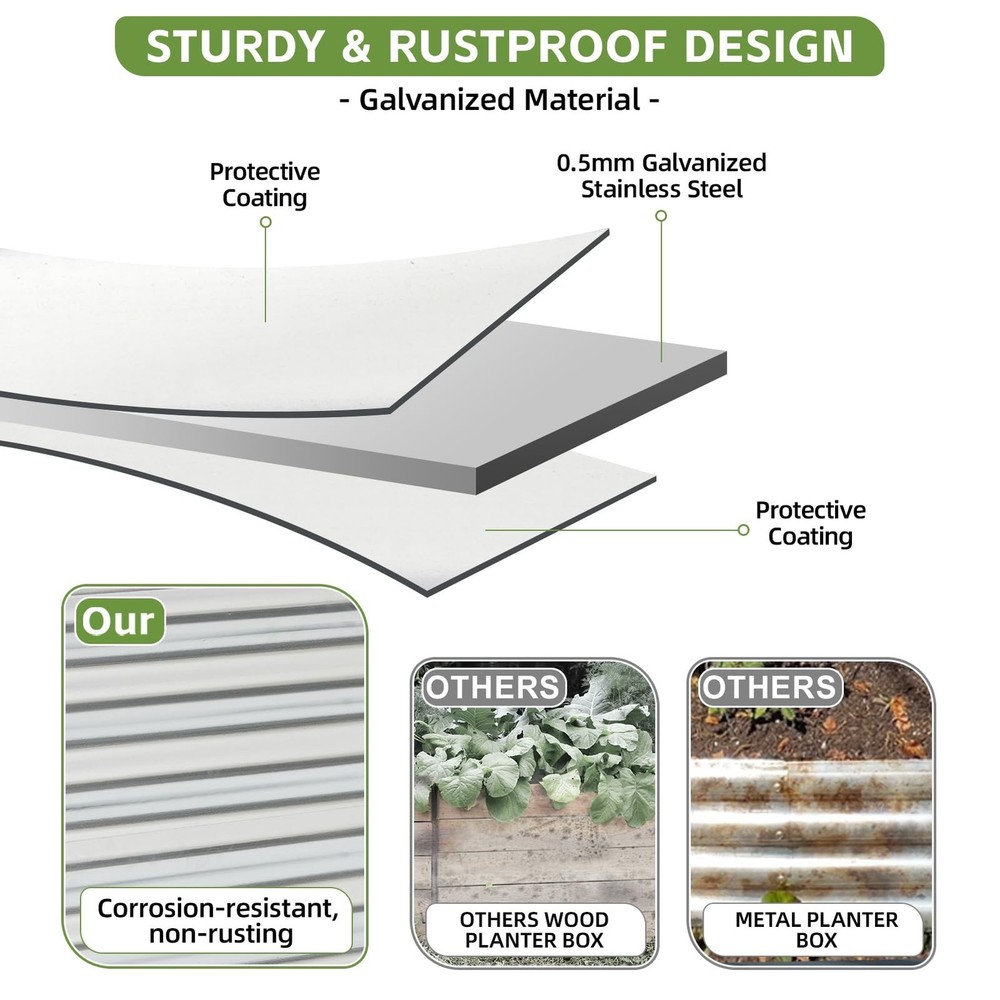4x2x2ft (2 Pack) Raised Garden Bed - Galvanized Deep Root Planter Boxes Outdo...