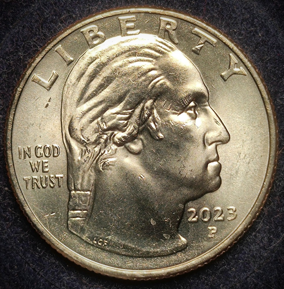 2023 P  Bessie Coleman Quarter die Gouges on Obverse & machine doubling on back