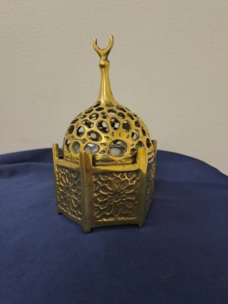 Handmade Cast Brass Arabic Islamic Hexagonal Incense Burner