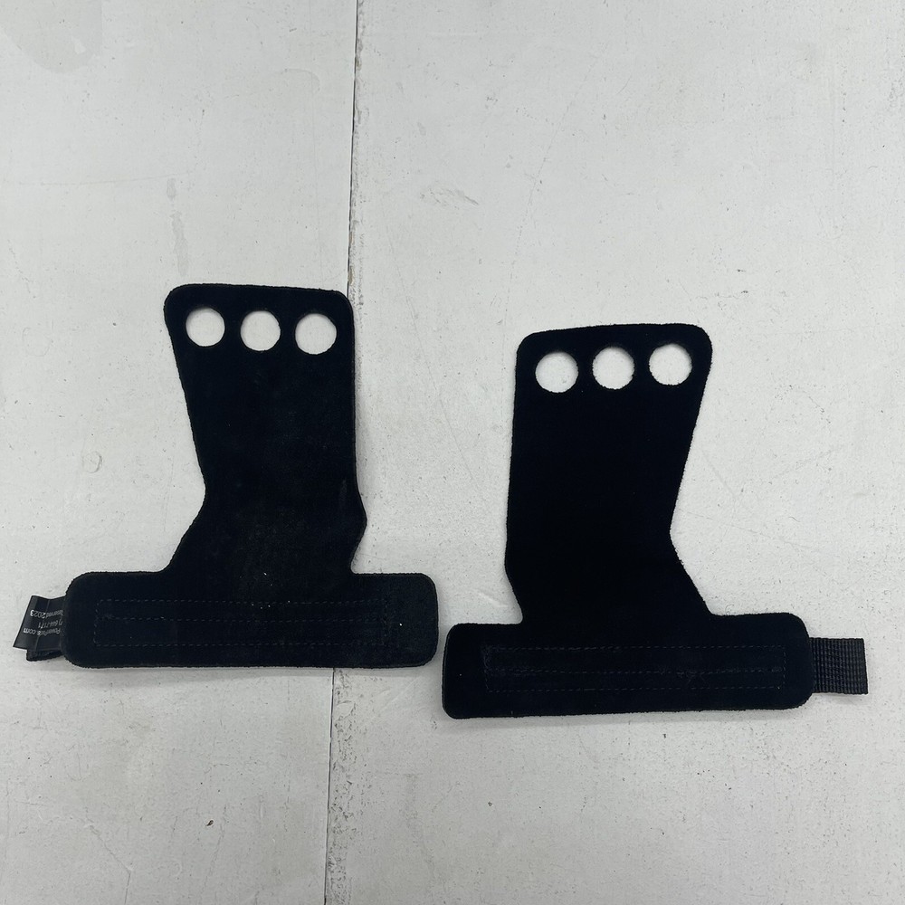 Grip Power Pads For Weight Lifting With Adjustable Hook & Loop Strap Black Large