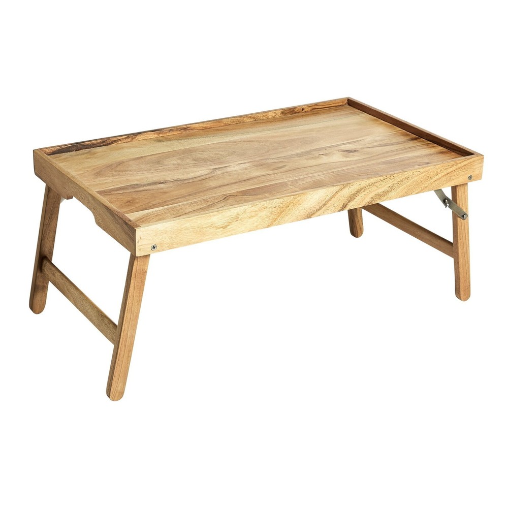 Acacia Wood Rectangular Bed Tray with Stand Serve Breakfast Everyday Display
