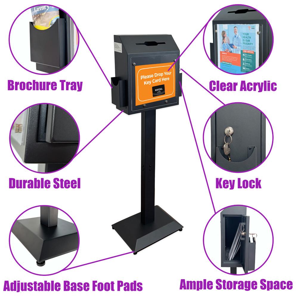 OPEN BOX Floor-Standing Offering Boxes with Key Lock, Suggestion Box with Stand