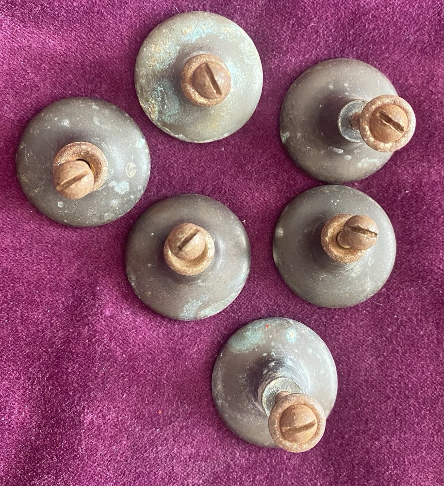 Vintage Mid Century Drawer Pulls knobs x 6 With Original Fixings