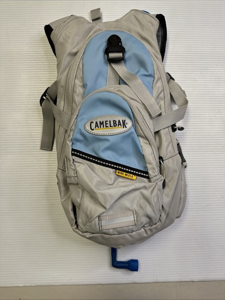 CamelBak Mini-Mule Gray/Blue Hydration Backpack EUC