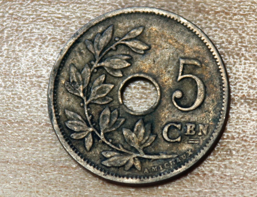 1920 Belgium 5 Centimes Dutch text