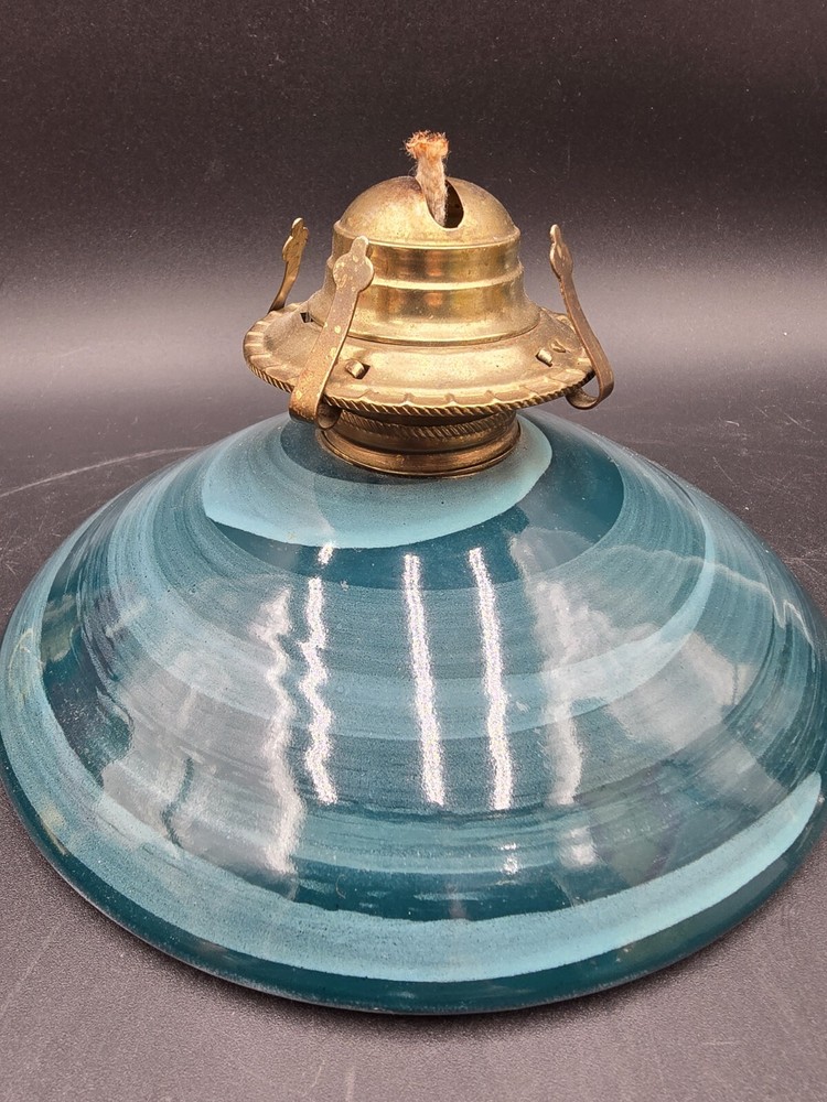 Studio Pottery Handmade Oil Lamp Base Glue Signed