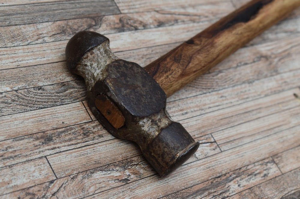 Used Iron Blacksmith Hammer Silversmith Carpentry Work Round Head Hammer Tool