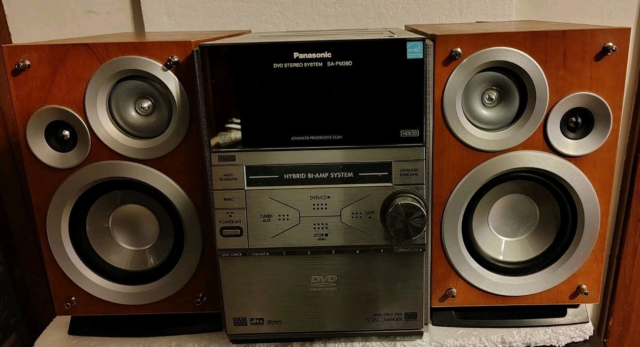 Panasonic SA-PM39D 5 Disc Changer Hybrid CD DVD Cassette Stereo Tape Player.