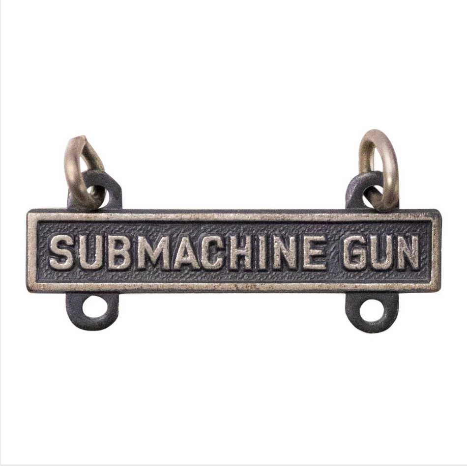 GENUINE U.S. ARMY QUALIFICATION BAR: SUBMACHINE GUN - SILVER OXIDIZED FINISH