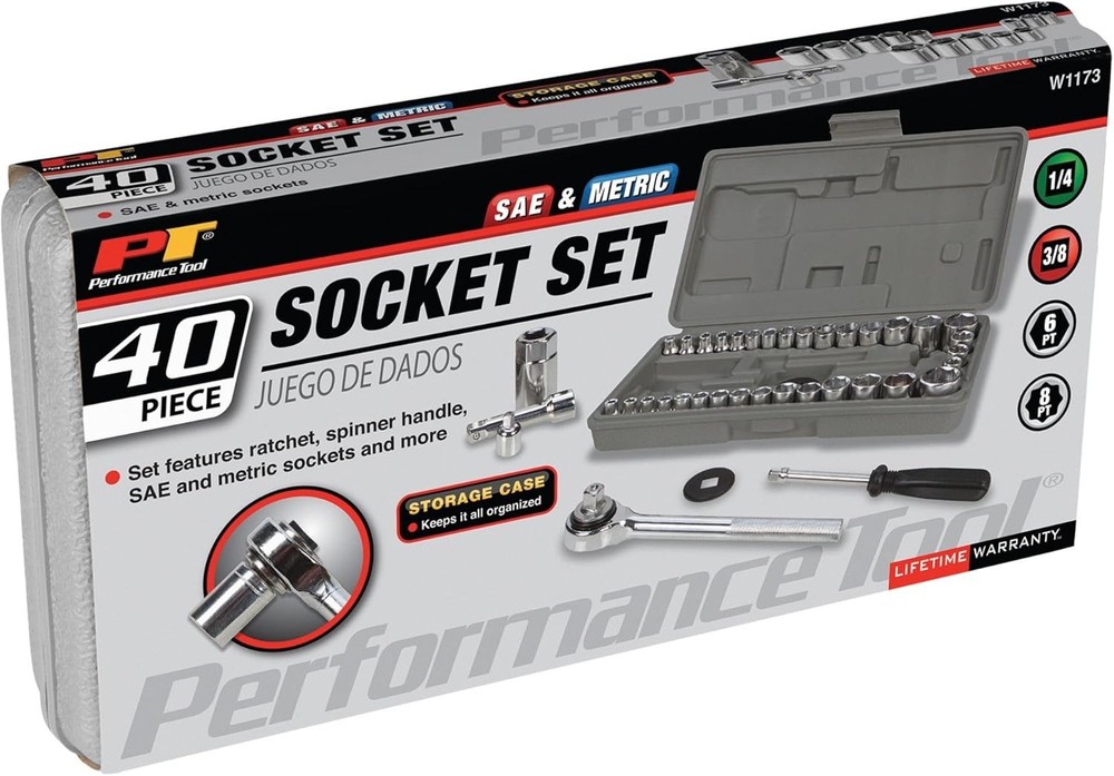 Versatile 40-Piece SAE/Metric Socket Set with Durable Alloy Steel Construction