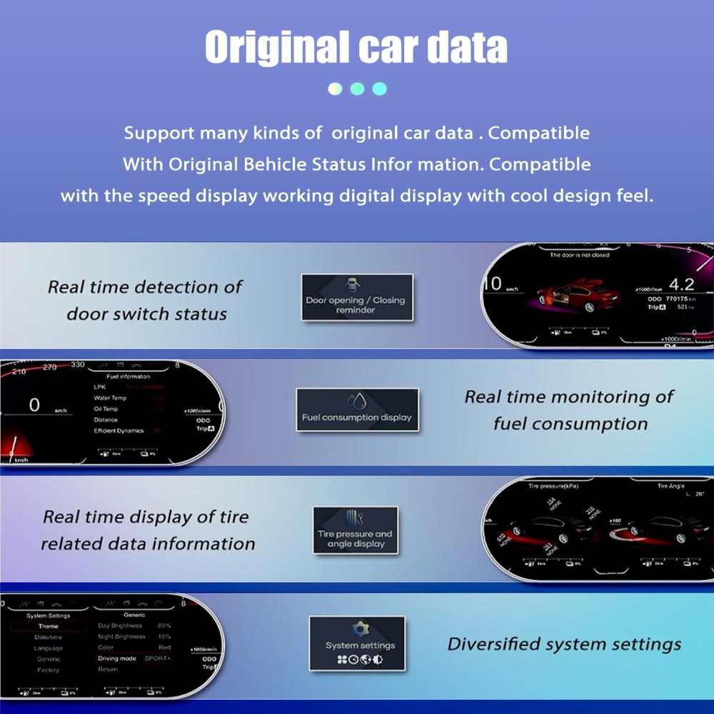 Digital Dash, Automotive Replacement Instrument Panel Gauges, Speedometer Ins...