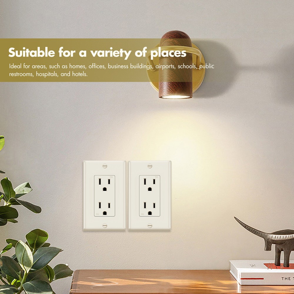 Outlet Socket, Decora Duplex Receptacle 15 Amp, Tamper Resistant，Ivory，50Pack
